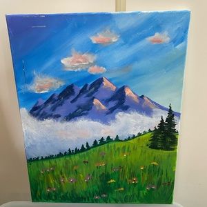 Mountainside vista canvas artwork